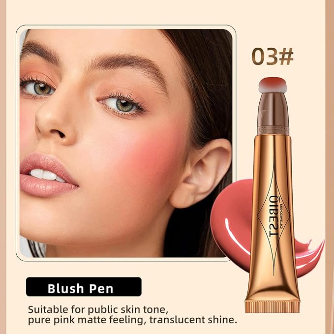 Blush Beauty Wand, Liquid Face Blush with Cushion Cruelty-free(Cherry Red)