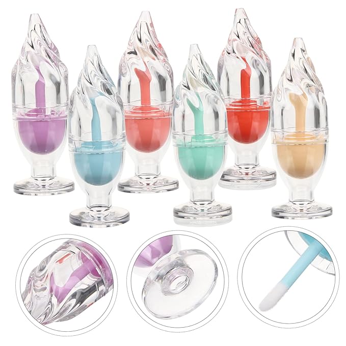 6pcs Ice Cream Lip Glaze Tube Lip Balms Bottle Lip Gloss Bulk Refillable Lip Gloss Tube Diy Lip Gloss Bottles Lip Balm Empty Containers Miss Plastic Lipstick Filling