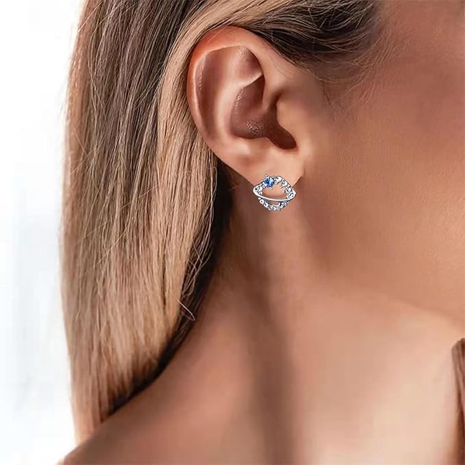 Boho Crystal Saturn Earrings Cz Orb