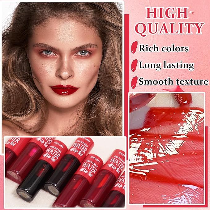 AWCCXMYM 7 Colors Lip Tint Stain Korean Lip Gloss Matte Nude High Pigment Hydrating Long Lasting Waterproof Non-Stick Plumping Liquid Lipstick Set For Lip Cheek Eye Color