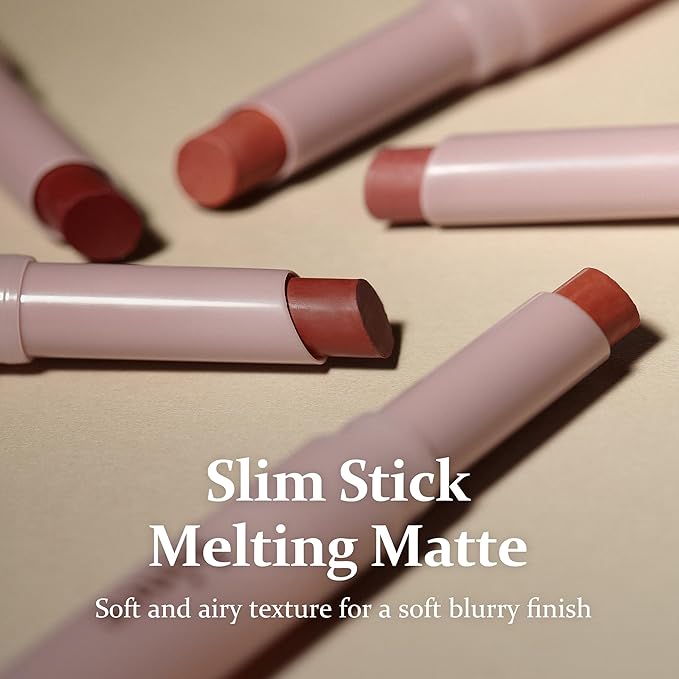 HINCE Slim Stick Melting Matte - Glides On Smooth, Sheer Color, Soft Finish, No Clump & Flake, Vivid Layered Color, Hydrating Comfort, Lightweight Cashmere Finish (NEW SILHOUETTE)
