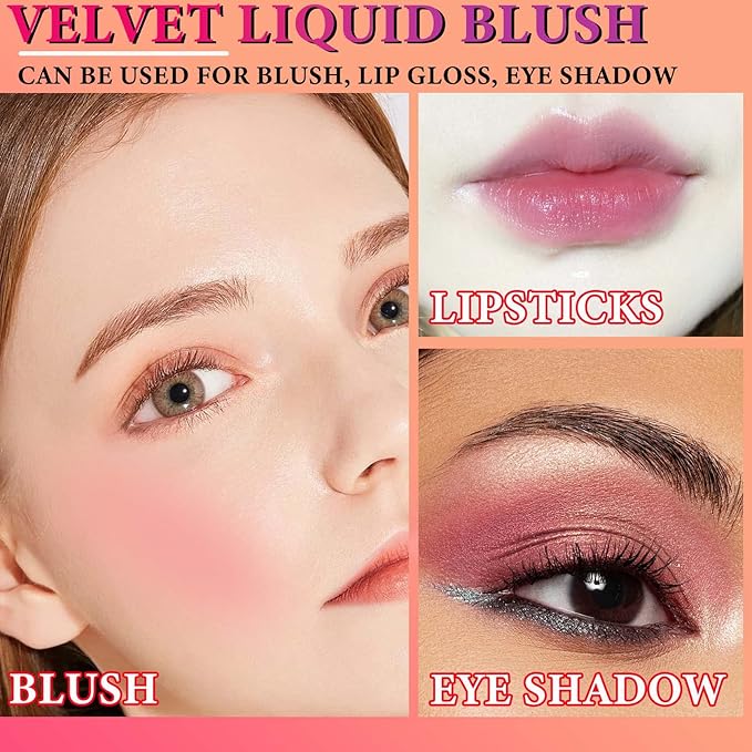 Matte Soft Liquid Blush,Waterproof Long Lasting Moisturizing Velvet Blushes Makeup(#01)