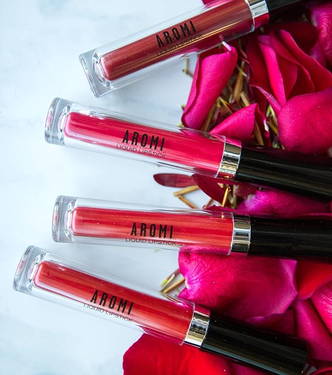 Aromi True Red Matte Liquid Lipstick, Retro Red Lip Color with Blue Undertones, Smudge Proof, Long Lasting, Vegan and Cruelty-free, Handmade (Flamenco Red)