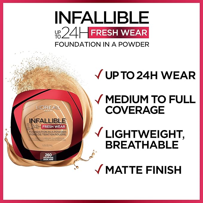 L'Oreal Paris Makeup Infallible Fresh Wear Foundation in Beige, . 0.31 oz