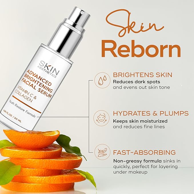 Vitamin C Serum with Collagen - Dark Spots & Skin Brightening, Anti-Aging & Acne Treatment - Dermatologist Tested Korean Skincare - Clean Beauty, Cruelty-Free - 1.69 oz