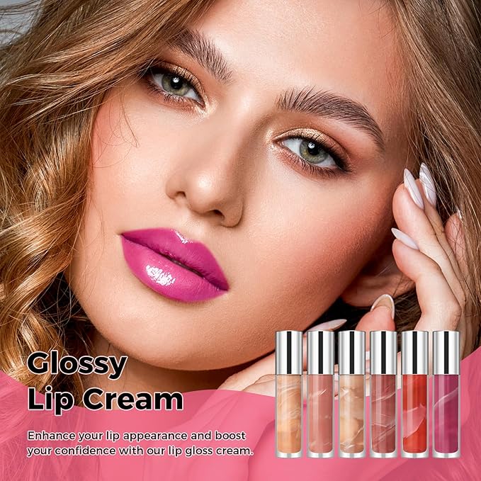 Magic Lip Gloss Plumper, Peach Silky Plumping Lip Gloss Tint, Long-lasting Marble Liquid Lipstick, Hydrating Non-Sticky Lip Oil, Moisturizing Plumping Lip Gloss