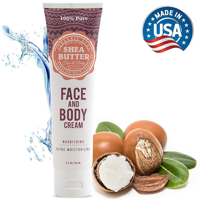 Shea Butter Moisturizing Face and Body Cream – Anti Aging, Non-Greasy Rejuvenating Lotion for Nourishing, Hydrating Dry Skin- (3.4 oz/100 ml)