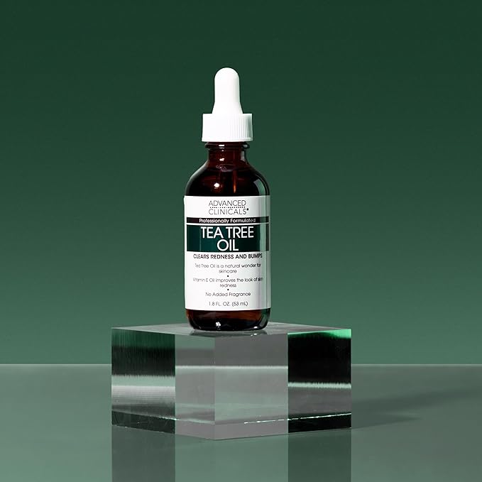 Advanced Clinicals Tea Tree Oil For Skin Facial Serum | Tea Tree Serum For Face With Vitamin E + Botanicals To Help Improve Appearance Of Large Pores & Skin Tone For Smoother Looking Skin, 1.8 Fl Oz