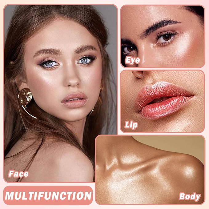 2PCS Pearl White Highlighter Makeup Palette Face Powder