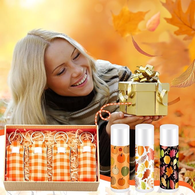 18 Sets Fall Pumpkin Lip Balm Bulk and Lip