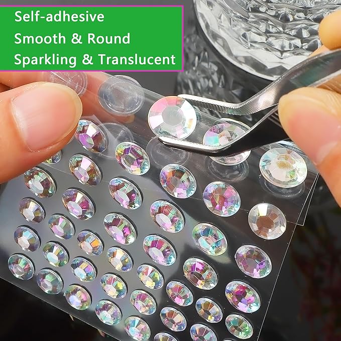 NIACONN Silver Face Jewels Gems Stick on, 10 DIY- Silver