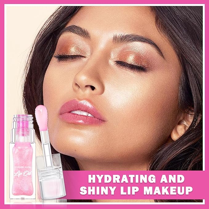 CAHIUYOA Magic Color Changing Lip Oil Tinted Lip Glow Oil Color Changing Lip Gloss Long Lasting Nourishing Lip Balm Care Shimmer Glossy Non-sticky Lip Tint Oil