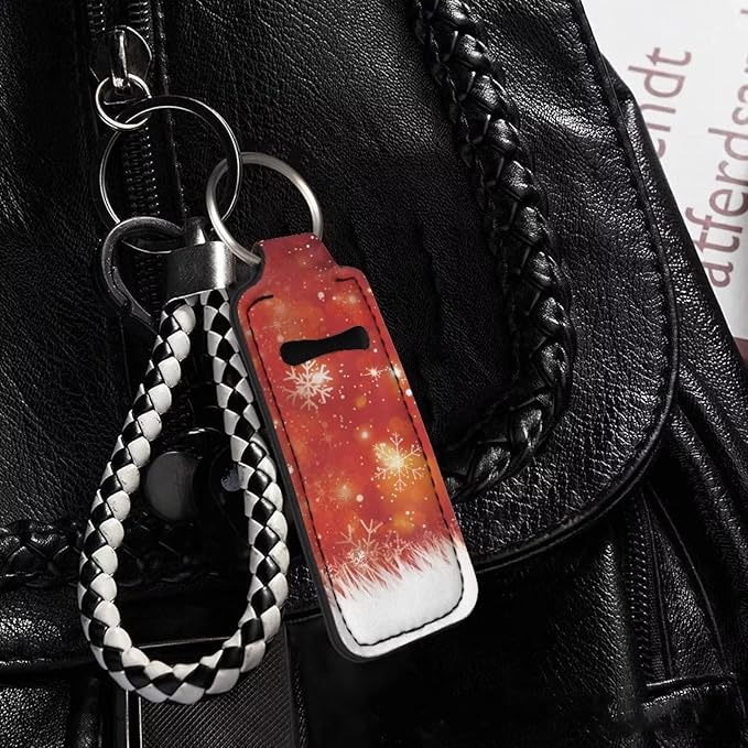 Christmas Snowflake Holiday Red Print Chapstick Sleeve