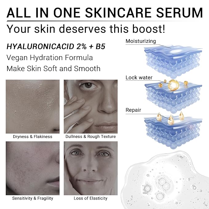 Hyaluronic Acid 2% + B5 Hydration Support Formula, Hyaluronic Acid Serum For Face - Large 30ml/1oz, 2Pcs