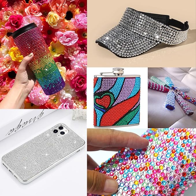 Flat Back Rhinestone Kits Colorful Rhinestones+Transparent White Gems