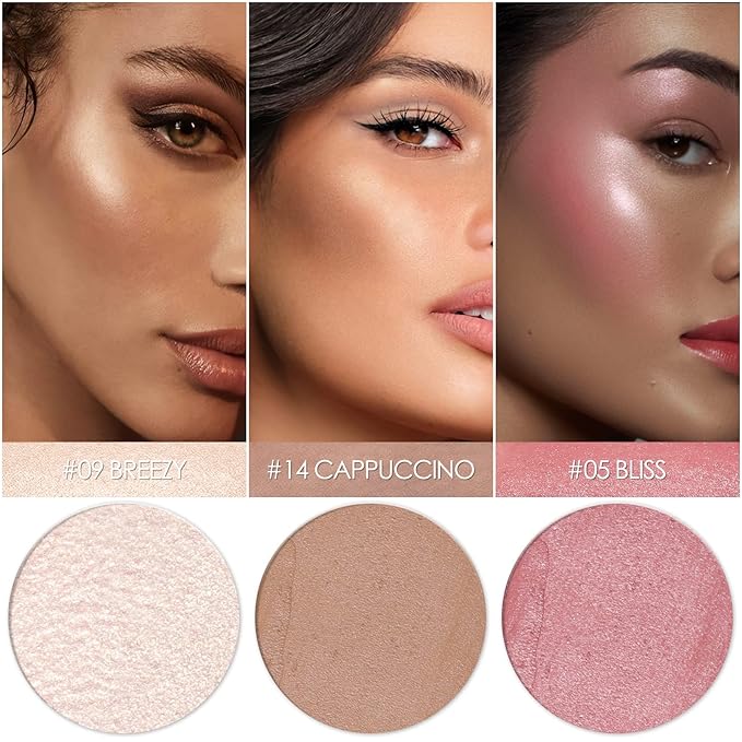 3 Pcs LIGHT-MEDIUM Contour Stick Set,Cream Blush & All Skin