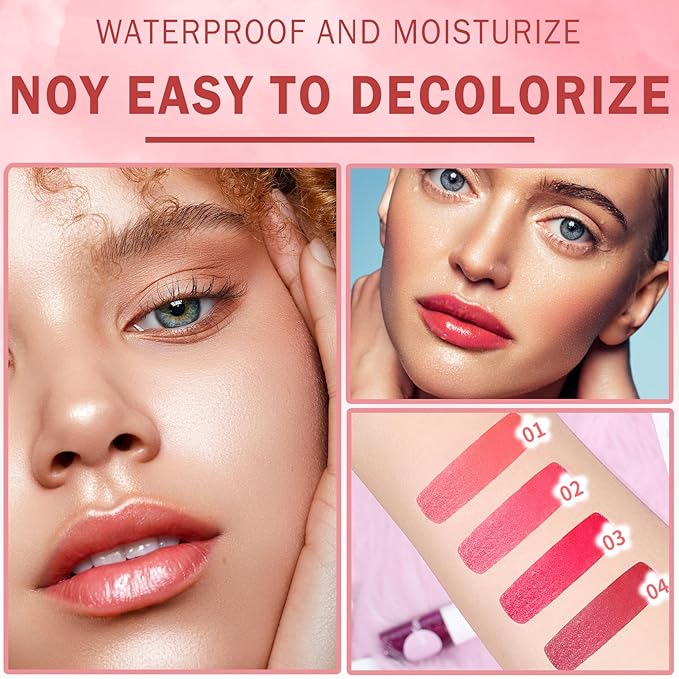 2PCS Lip Tint Stain Set, Velvet Lip Gloss Moisturizing Lip Stain Long Lasting Waterproof Liquid Lipstick Set Multipurpose Water Lip Stain Tint for Lip and Cheek Tint(03 & 04)