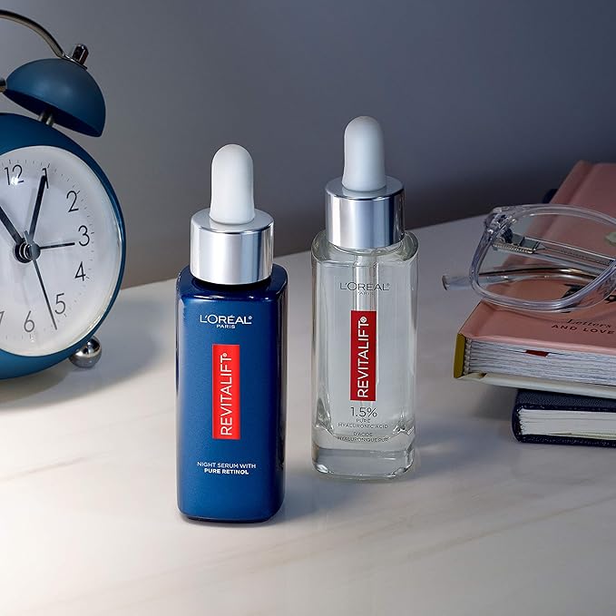 L'Oreal Paris Revitalift 1.5% Pure Hyaluronic Acid Face Serum + 0.3% Pure Retinol Night Serum, 1 kit