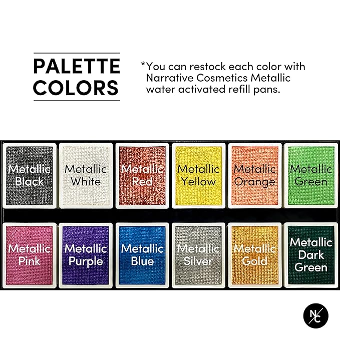 Metallic 12-Color Palette - Luxurious Water-Activated Makeup