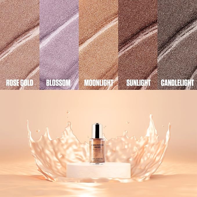 VIOLA HOUSE Liquid Highlighter Drops, Glitter Illuminator Blend (4 sunlight) 30ml
