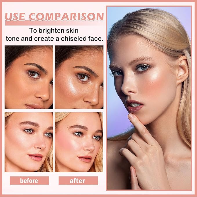 2PCS Pearl White Highlighter Makeup Palette Face Powder