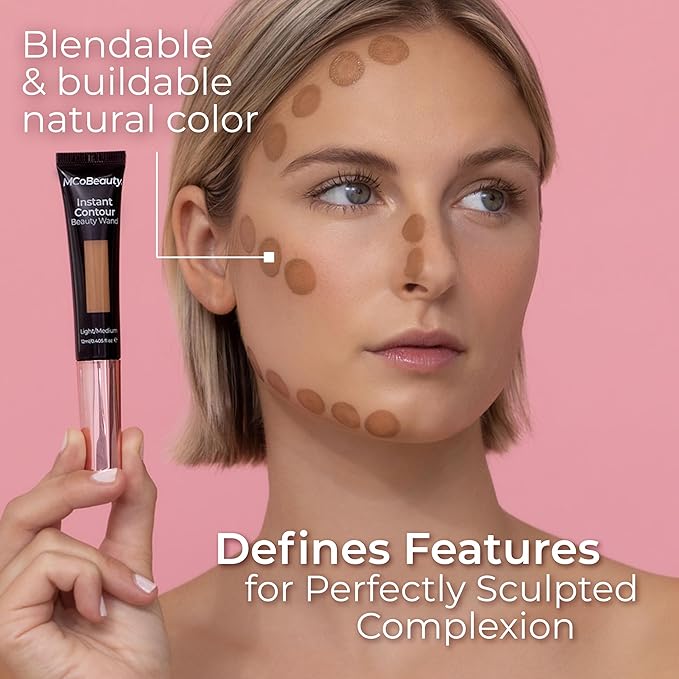 MCoBeauty Instant Contour Beauty Wand, Light/Medium, Sculpt & Free Cosmetics