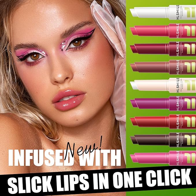 3 Colors Fat Lip Oil Slick Click Press Lipstick, Moisturizing Lip Balm Korean Shining Mirror Lip Gloss Nourishing Solid Lip Glaze, Plump Your Lips, High Pigmented Vegan Lip Oil Non-Sticky (C#)