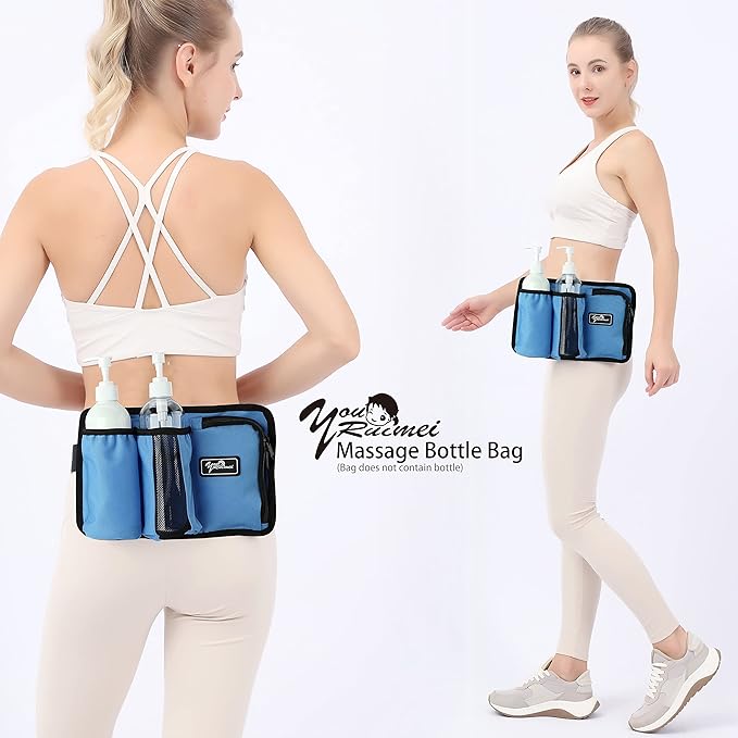 Massage Bottle Bag Massage Therapist Holster Massage Lotion Holster Massage Oil Holster(YR-3KD-Blue)