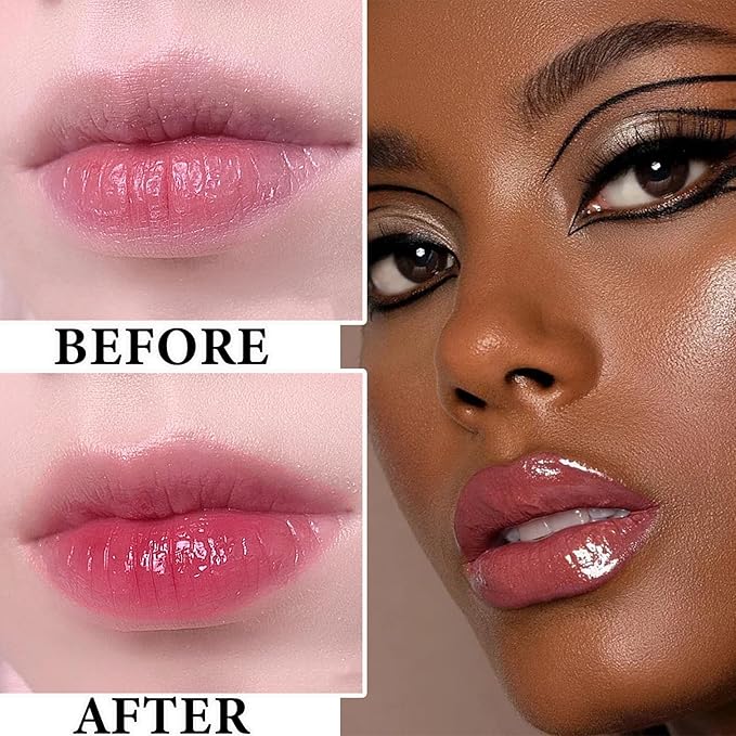 Lip Plumping Lip Gloss,Big Brush Head Lip Oil Hydrating Nourishing & Smooth Glossy Lip Glow Oil,Moisturizing Tinted Lip Gloss Lip Balm Shiny and Vegan Plumping Lip Tint Care(#02 Cherry Blossom Pink)