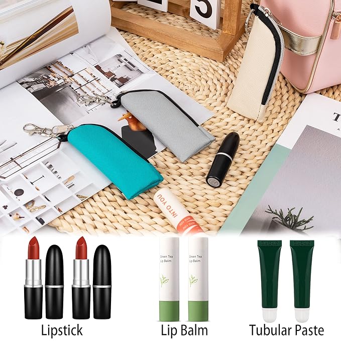 Chapstick Holder, 6 Pcs Lip Balm Sleeve Pouch, Portable Lipstick Holder Bag, Clip-on Makeup Travel Accessories, Great Stuffers for Women