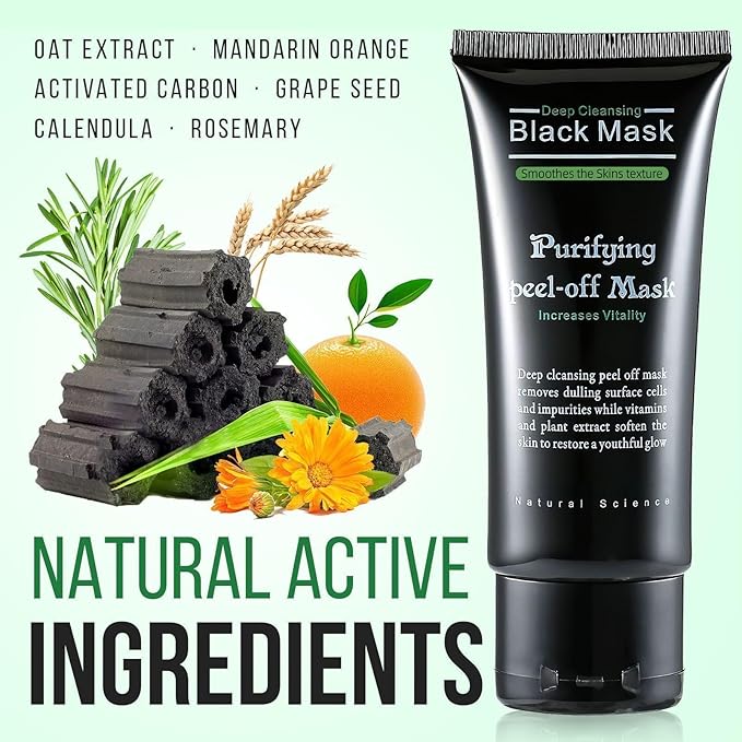 Black Head Remover for Face - Peel Off Charcoal Black Mask, Pore Remover for Nose Deep Cleansing, Pore Remover, Deep Cleansing Blackhead Pores Acne, for All Skin Types