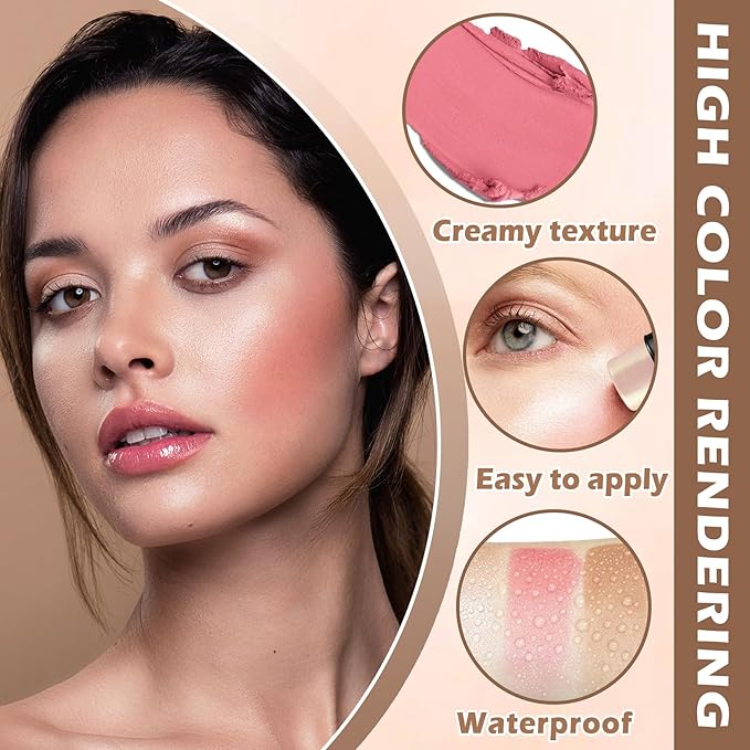 3PCS Cream Contour Stick Makeup Kit Face Highlighter Rose+06 Espresso)