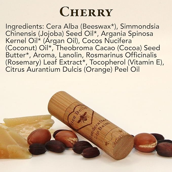 Bee Bella Lip Balm, Cherry, 3 Organic