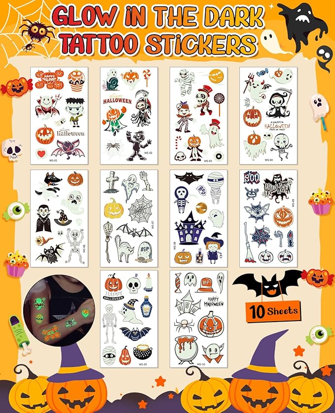 Halloween Party Favors Stickers Pumpkin Decorating Kit Halloween Makeup Gifts