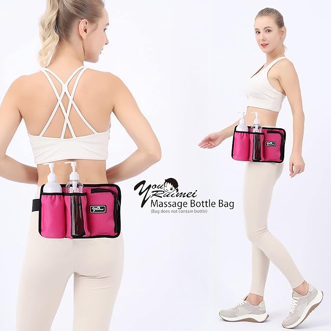 Massage Bottle Bag Massage Therapist Holster Massage Lotion Holster Massage Oil Holster(YR-3KD-Rose Red)