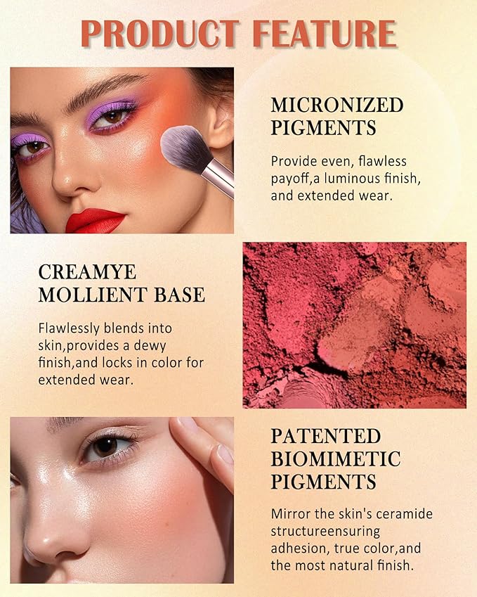 Matte Rose Face Blush Palette Kit with Brush-6