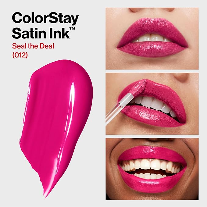 Revlon Liquid Lipstick, Lip Makeup, ColorStay Satin Ink, Longwear Rich Lip Colors, Formulated with Black Currant Seed Oil, 012 Seal the Deal, 0.17 fl. oz.