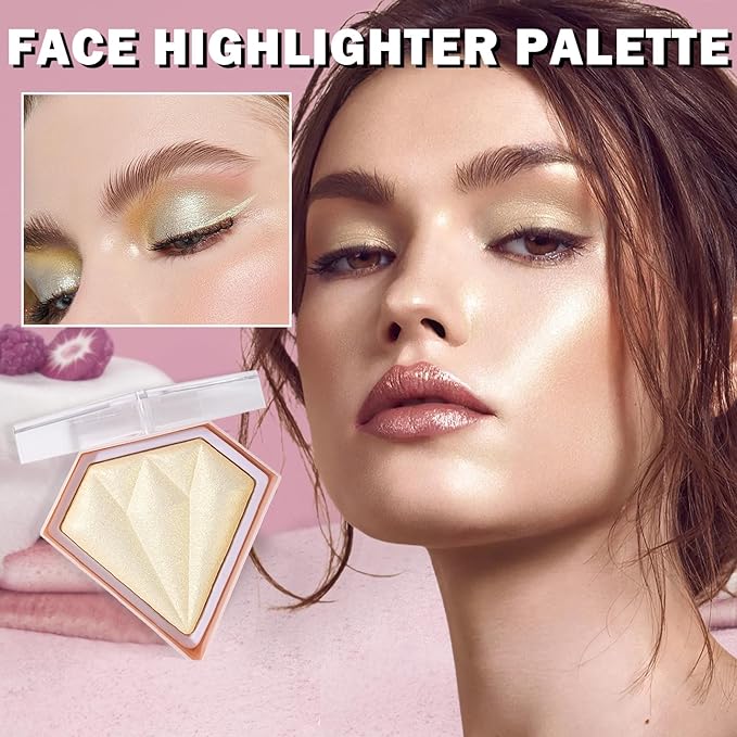 White Highlighter Makeup Palette Face Highlighter Powder Iluminadores Quicksand Gold