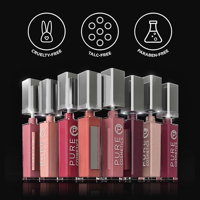 Pure Cosmetics Pure Illumination Lip Gloss - LED-lit Applicator w/Side Mirror - Non-Sticky, Moisturizing & Hydrating Lip Glosses - Soothes & Heals Dried Chapped Lips (Shimmer)