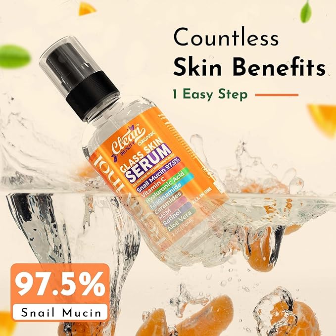Snail Mucin Serum Vitamin C Face Serum Anti Aging with Hyaluronic Acid Niacinamide Retinol MSM Aloe Vera & Ceramides, Korean Skin Care Dark Spot Remover for Glowing Skin Beauty, Pack of 1