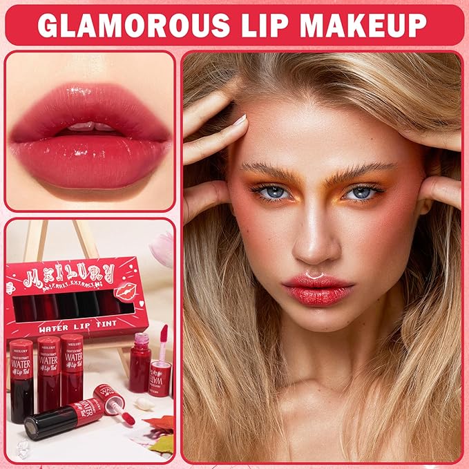 AWCCXMYM 7 Colors Lip Tint Stain Korean Lip Gloss Matte Nude High Pigment Hydrating Long Lasting Waterproof Non-Stick Plumping Liquid Lipstick Set For Lip Cheek Eye Color