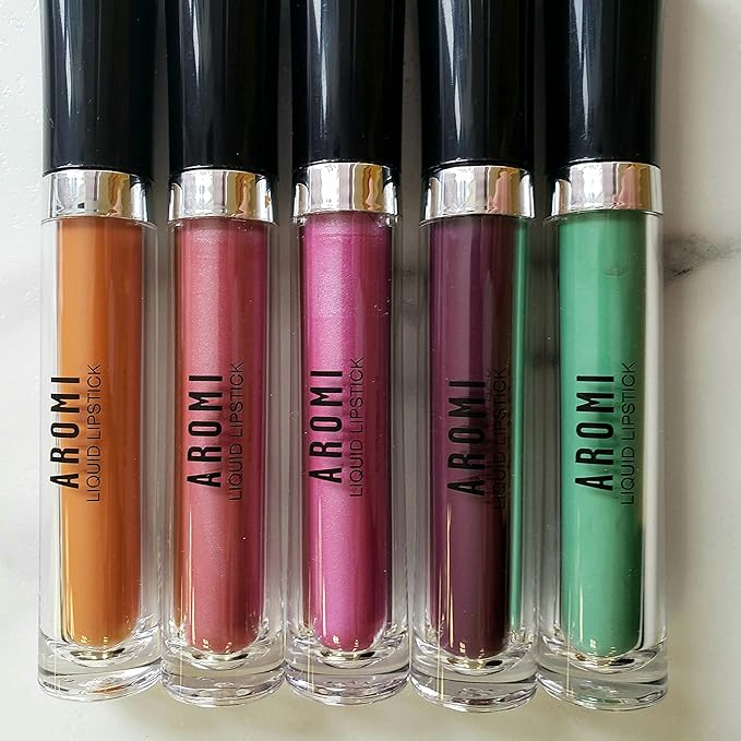 Aromi Berry Fuchsia Metallic Liquid Lipstick | Magenta Pink Lip Color with Shimmery Finish, Vegan, Cruelty-free, Long-Lasting, Smudge Proof (Opal Rose)