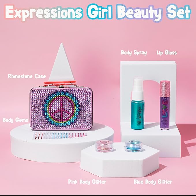 Expressions 6pc Peace & Rhinestones Beauty Set w/Tin Storage