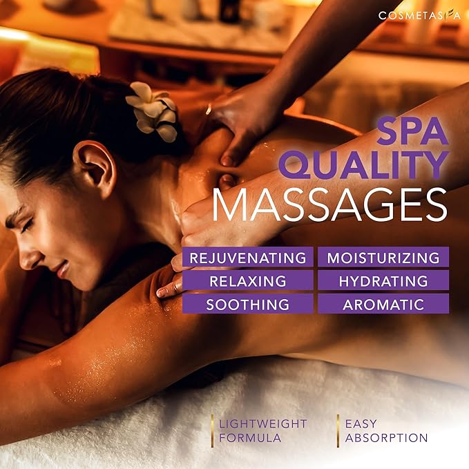 Lavender Relaxation Massage Oil - No Stain 100% Natural Blend of Spa Quality Oils for Soothing, Calming, Aromatic Massage Therapy 8.8 oz by Cosmetasa