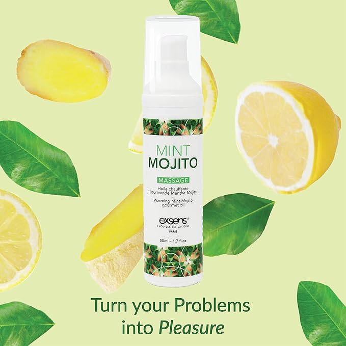 Exsens Warming Massage Oils Coconut and Mint Mojito Flavors, for Men, Women and Couples, All Natural, 2 Pack