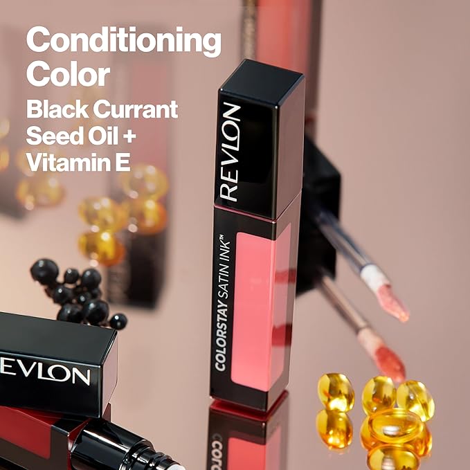 Revlon Liquid Lipstick, Face Makeup, ColorStay Satin Ink, Longwear Rich Lip Colors, Formulated with Black Currant Seed Oil, 006 Eyes on You, 0.17 Fl Oz