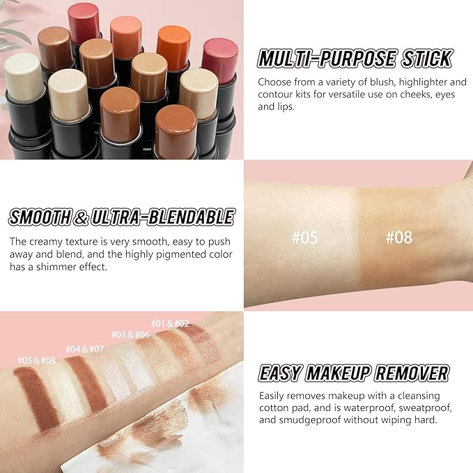2 Pcs Cream Contour Stick Makeup Kit, Cream