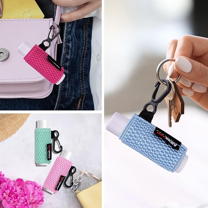 HEYSKAY Lip Balm Holder Keychain Compact Clip O