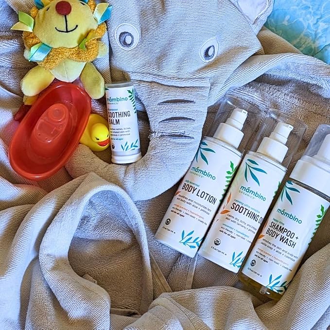 Massage Baby Oil – Organic, Nourishing with Egyptian Calendula, Chamomile & Lavender – Gentle for After-Bath Relaxing – Cruelty-Free Baby Oils for Baby & Kids by Mambino Organics, 2-Pack 5 fl oz