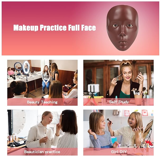 Makeup Practice Mannequin Face, 5d Reusable Silicone Makeup